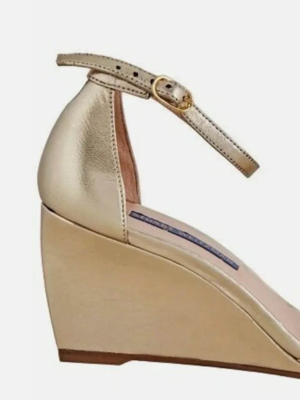 STUART WEITZMAN ESTARLA PLATINO LAME NAPPA WEDGE SANDALS 41 EU/10.5 US NEW - Picture 3 of 3